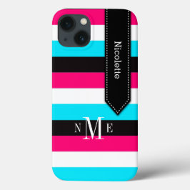 ipad mini hoesje | Stripes | Blauw, roze, zwart