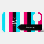 ipad mini hoesje | Stripes | Blauw, roze, zwart (Achterkant (horizontaal))