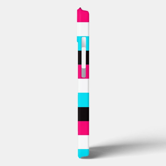 ipad mini hoesje | Stripes | Blauw, roze, zwart (Achterkant / Links)