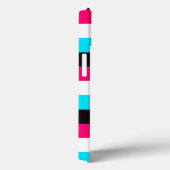 ipad mini hoesje | Stripes | Blauw, roze, zwart (Achterkant / Rechts)