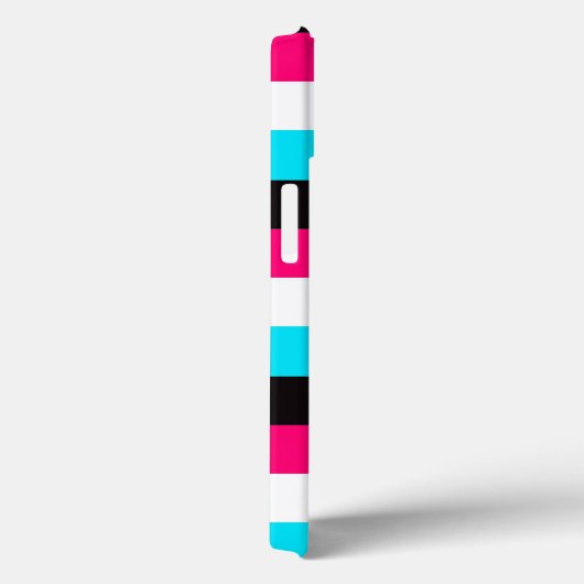 ipad mini hoesje | Stripes | Blauw, roze, zwart (Achterkant / Rechts)