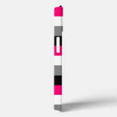 ipad mini hoesje | Stripes | Fuchsia Grey Black (Achterkant / Rechts)