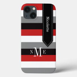 ipad mini hoesje | Stripes | Rood, zwart, grijs