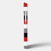 ipad mini hoesje | Stripes | Rood, zwart, grijs (Achterkant / Links)