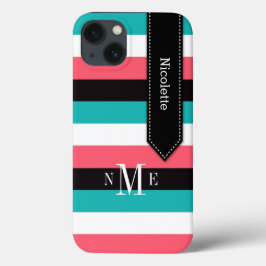 ipad mini hoesje | Stripes | Turquoise, Black, Cor