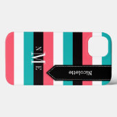 ipad mini hoesje | Stripes | Turquoise, Black, Cor (Achterkant (horizontaal))