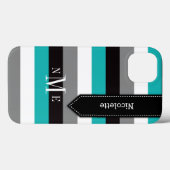 ipad mini hoesje | Stripes | Turquoise, Black, Gre (Achterkant (horizontaal))
