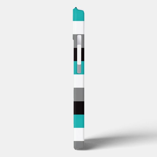 ipad mini hoesje | Stripes | Turquoise, Black, Gre (Achterkant / Links)