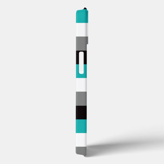 ipad mini hoesje | Stripes | Turquoise, Black, Gre (Achterkant / Rechts)