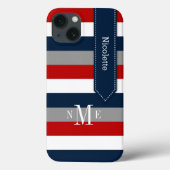 ipad mini hoesje | Stripes | Zeemacht, rood, wit, (Achterkant)