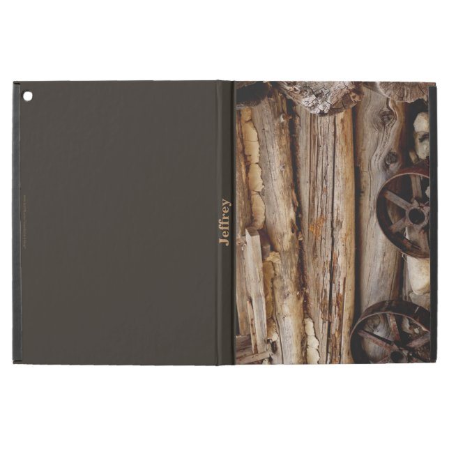 iPad Pro Hoesje, Rusty Wagon Wheels, Bruin Rug (Buitenkant)
