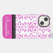 iPad Roze Damask - Aangepaste naam iPhone Hoesje (Achterkant horizontaal)