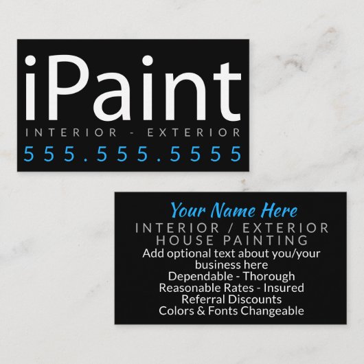 iPaint. House Painter Contractor Visitekaartje (Voorkant / Achterkant)