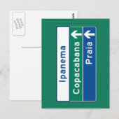 Ipanema/Copacabana/Beach, Braziliaans verkeersbord Briefkaart (Voorkant / Achterkant)