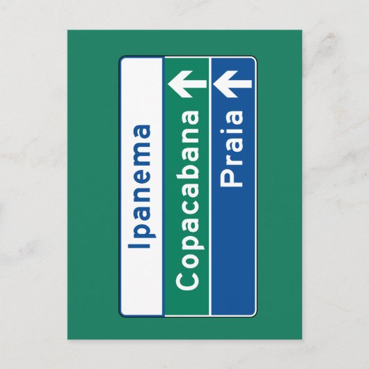 Ipanema/Copacabana/Beach, Braziliaans verkeersbord Briefkaart (Voorkant)