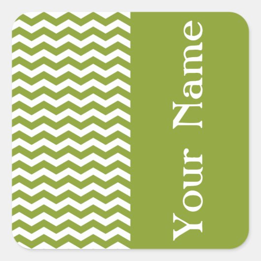 Ipanema Green Wave Chevron met naam Vierkante Sticker (Voorkant)