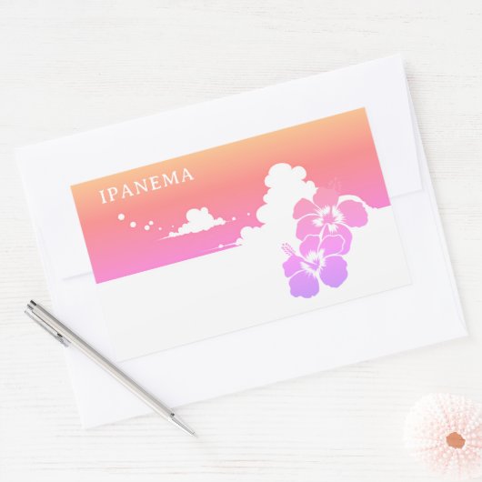 IPANEMA Hibiscus Blue Sky Rectangle Rechthoekige Sticker (Envelop)