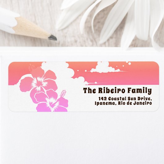 Ipanema Hibiscus & Summer Clouds Customizable Etiket