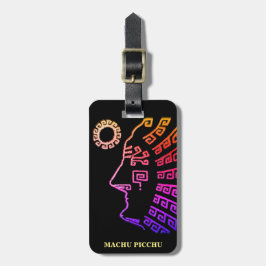 Ipanema Machu Picchu Peru Tekening op Zwart Bagagelabel