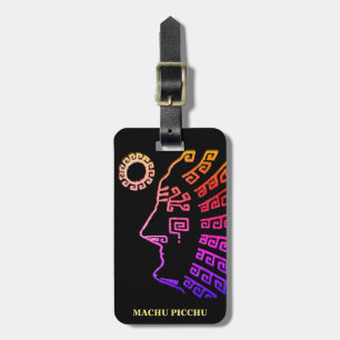 Ipanema Machu Picchu Peru Tekening op Zwart Bagagelabel