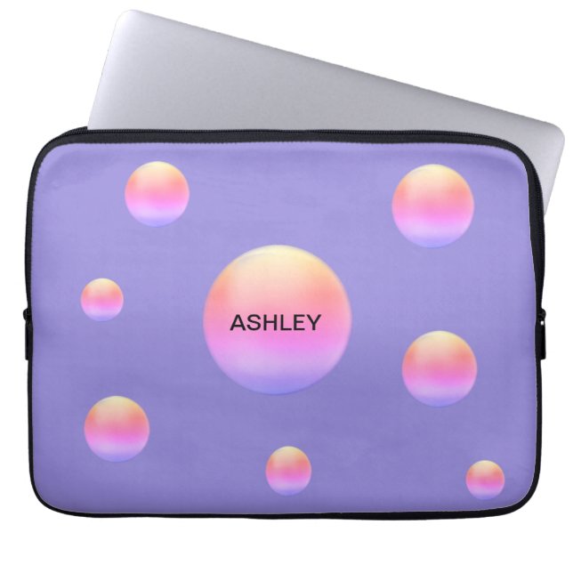 Ipanema Polka Dots op Lavender Blue Laptop Sleeve (Voorkant)