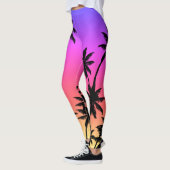 Ipanema Sunset Gradient Ombre Paarse Pink Palms Leggings (Links)