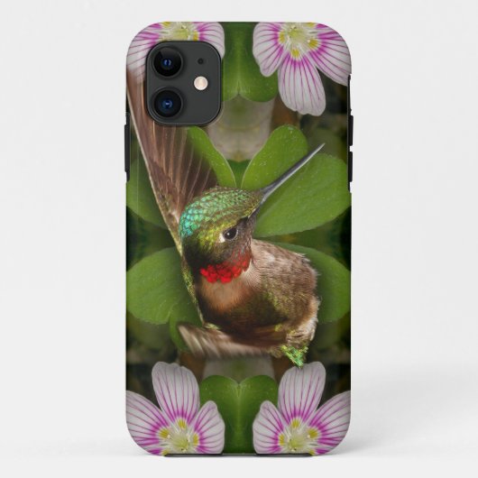 iphone4 hoesje - kolibrie in bloei (Achterkant)