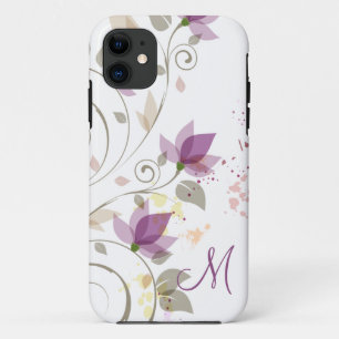 iPhone5 Girly Paars Lavender Floral Monogram Case-Mate iPhone Case