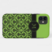 iPhone5 Lime Green Black Damask Monogram Case-Mate iPhone Case (Achterkant (horizontaal))