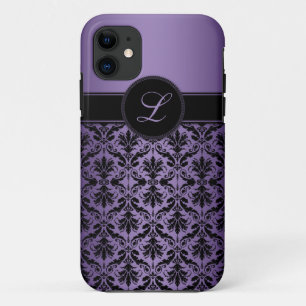 iPhone5 Paars en zwart Damask Monogram iPhone 11 Hoesje