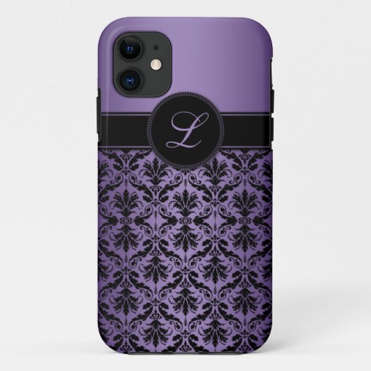iPhone5 Paars en zwart Damask Monogram Case-Mate iPhone Case (Achterkant)