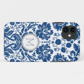 iPhone5s Marineblauw Damast Monogram Case-Mate iPhone Case (Achterkant (horizontaal))