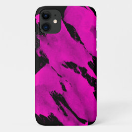 iPhone 11 Hoesje Borstelig Zwart & Roze