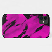 iPhone 11 Hoesje Borstelig Zwart & Roze (Achterkant (horizontaal))