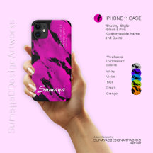 iPhone 11 Hoesje Borstelig Zwart & Roze | Aanpasba