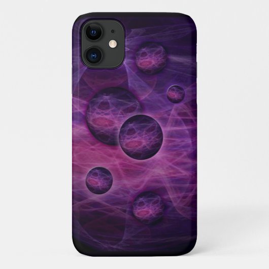 iPhone 11 Hoesje fractale kunst zwart-roze (Achterkant)