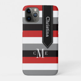 iPhone 11 Hoesje | Stripes | Rood, grijs, zwart