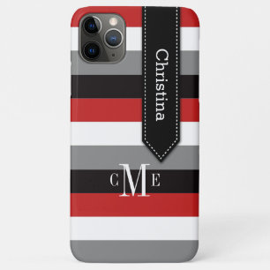 iPhone 11 Hoesje Stripes Rood, grijs, zwart