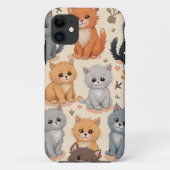iPhone 11 Hoesjes Schattige kittenpatroon (Achterkant)