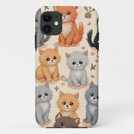 iPhone 11 Hoesjes Schattige kittenpatroon (Achterkant)