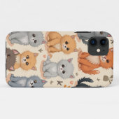 iPhone 11 Hoesjes Schattige kittenpatroon (Achterkant (horizontaal))