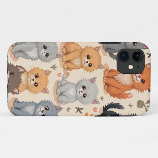 iPhone 11 Hoesjes Schattige kittenpatroon (Achterkant (horizontaal))