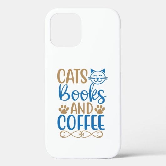 iPhone 12 Hoesje katten, boeken en koffie (Achterkant)