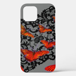 iPhone 12 ORANJE VLINDERS ANTIEKE ZWARTE KANT Case-Mate iPhone Case