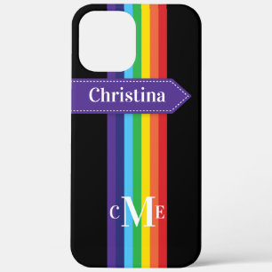 iPhone 12 Pro Hoesje Regenbooggestreept met Mono