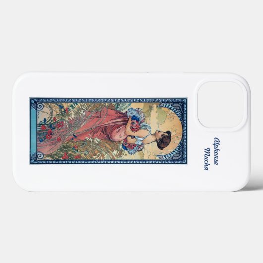 iPhone 13 hoesje Alphonse Mucha Art Nouveau (Achterkant (horizontaal))