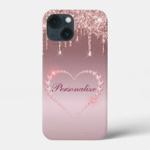 IPhone 13 Hoesje roze diamanten (Achterkant)