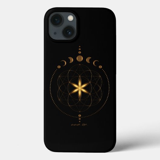 iPhone 13 Hoesjes Heilige Geometrie, bloem des lev (Achterkant)