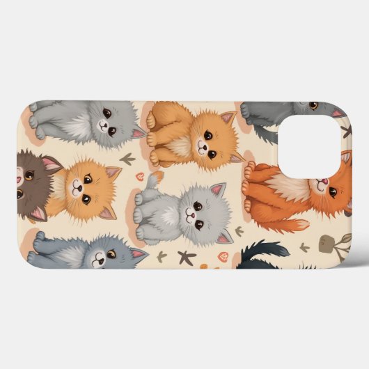 iPhone 13 Hoesjes Schattige kittenpatroon (Achterkant (horizontaal))