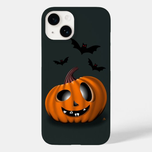 iPhone 14 Halloween hoesje met grappige pompoen (Achterkant)